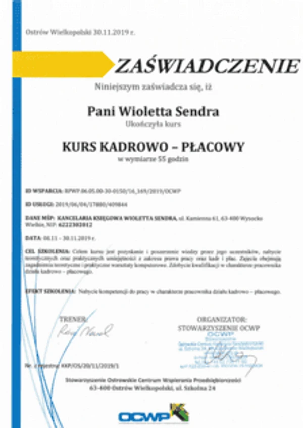 Kurs Kadrowo-Płacowy – Ostrowskie Centrum Wspierania Przedsiębiorczości
