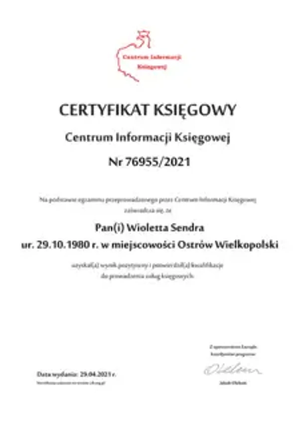 Certyfikat Księgowy C.I.K. – Centrum Informacji Księgowej